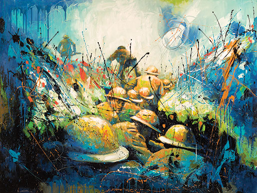 Over the Top depicts soldiers huddled in a narrow trench prior to an attack. [PHOTO: BRIAN LORIMER]